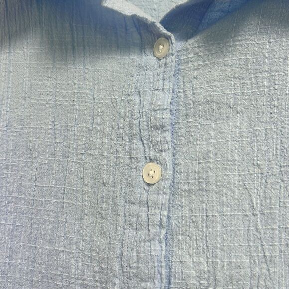 Blue Long Sleeve Button Down Shirt - Size XL Linen Material Excellent Condition - Picture 3 of 5